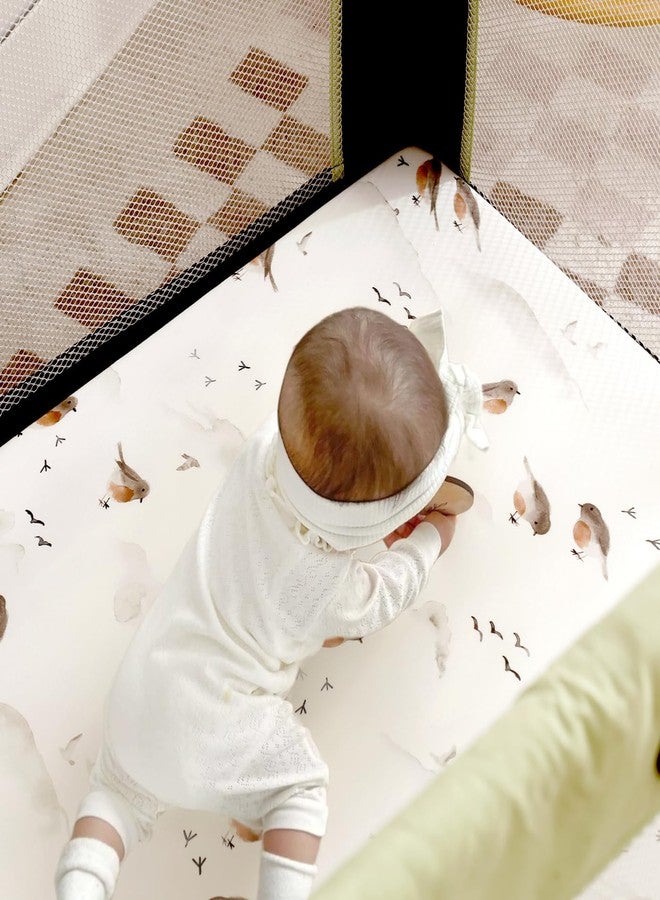 GRSSDER Stretchy Ultra Soft Jersey Knit Pack and Play Sheets Set 3 Pack, Portable/Mini Crib Sheets for Boys and Girls, Universal Fit for Pack N Plays Safe and Snug, Cute Watercolor Cows and Birds Print - Image 4